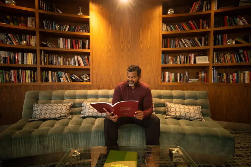 Jeyas Balaskanthan at a Waterloo library